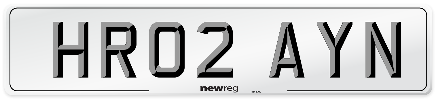 HR02 AYN Number Plate from New Reg